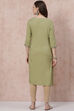 Olive Green LIVA Straight Kurta image number 4
